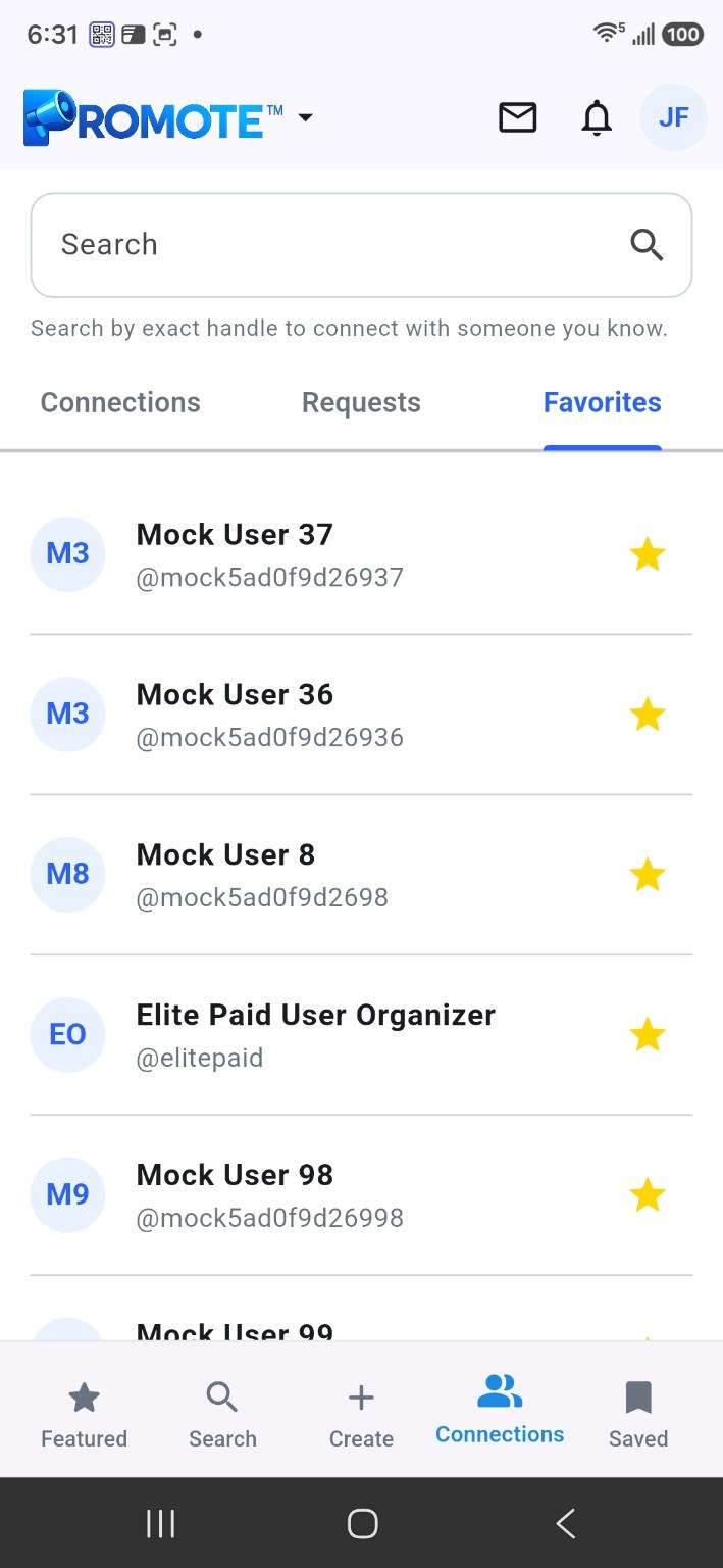 Promote favorites screen