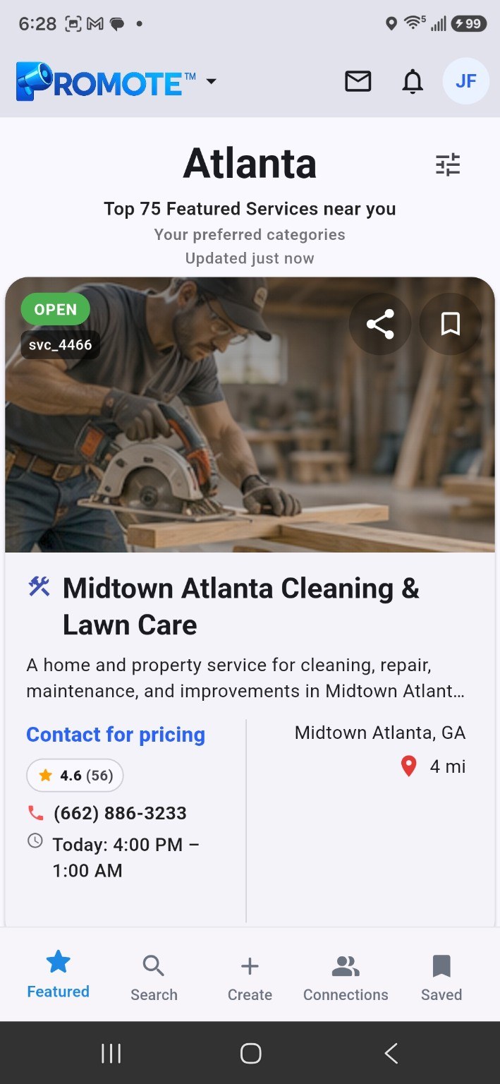 Promote featured services screen